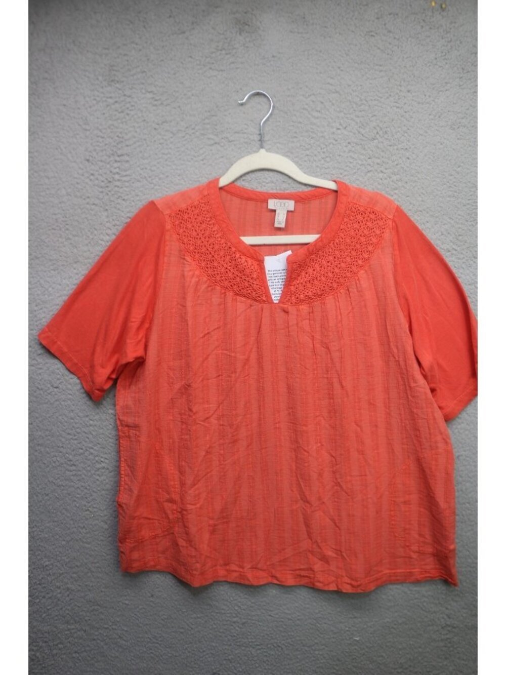 LOGO by Lori Goldstein Antique Wash Short Sleeve Orange Top-Medium-NWT-Pockets